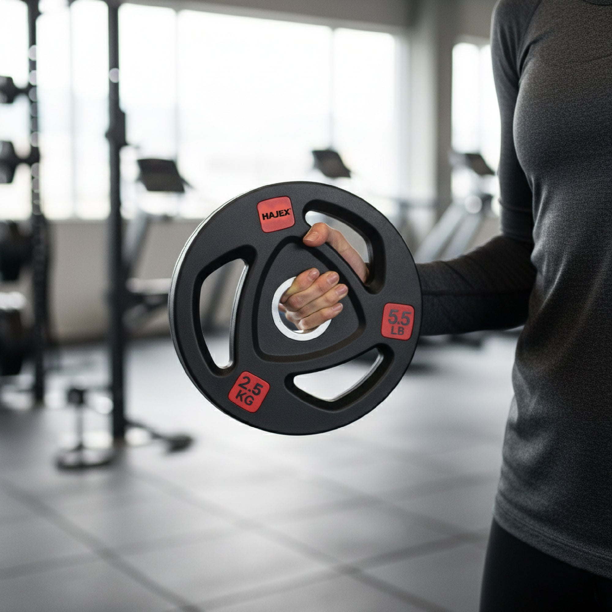HAJEX Rubber Olympic Bumper Grip Weight Plates & Sets in LBs & KGs 