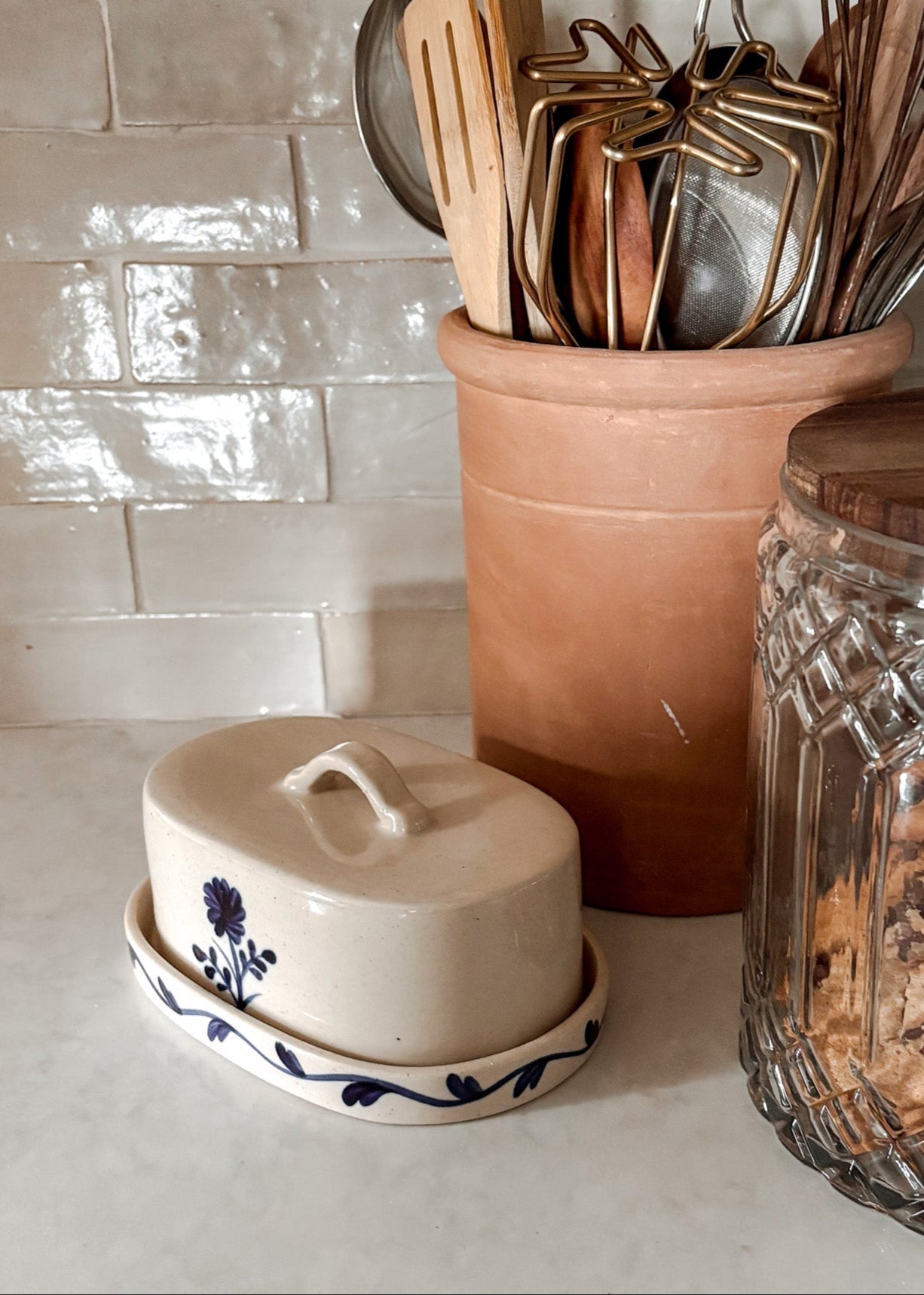 Hand-Painted Butter Dish 
