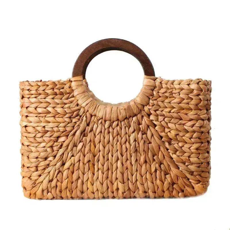 Hand-woven Summer Beach bag Mori solid color large capacity 