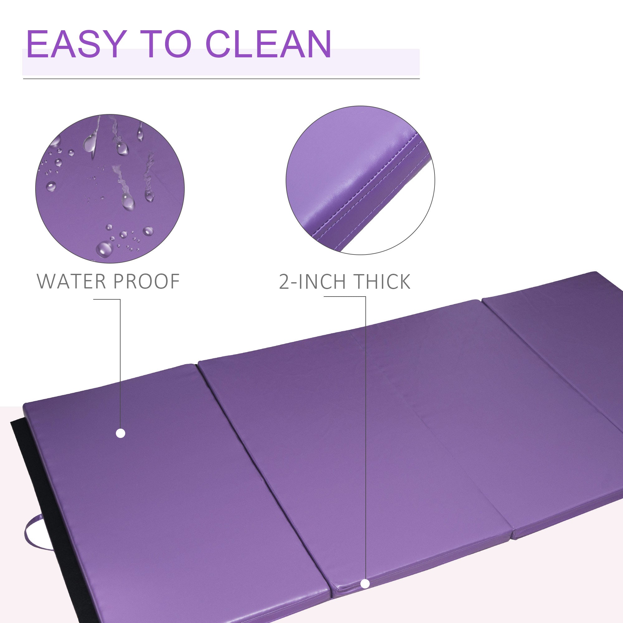 Soozier 4ft x 8ft x 2inch Tri-Fold Gymnastics Tumbling Mat Exercise Mat with Carrying Handles for MMA, Martial Arts, Stretching 