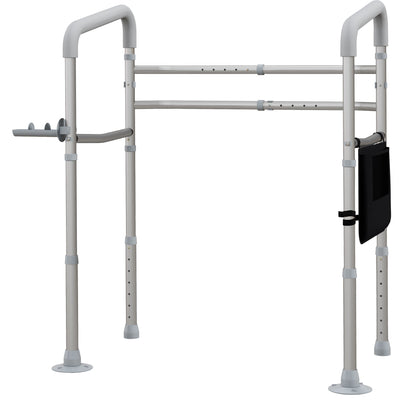 HOMCOM Toilet Safety Rails Stand Alone Adjustable Height Width 300lb Frame Grab Bar 