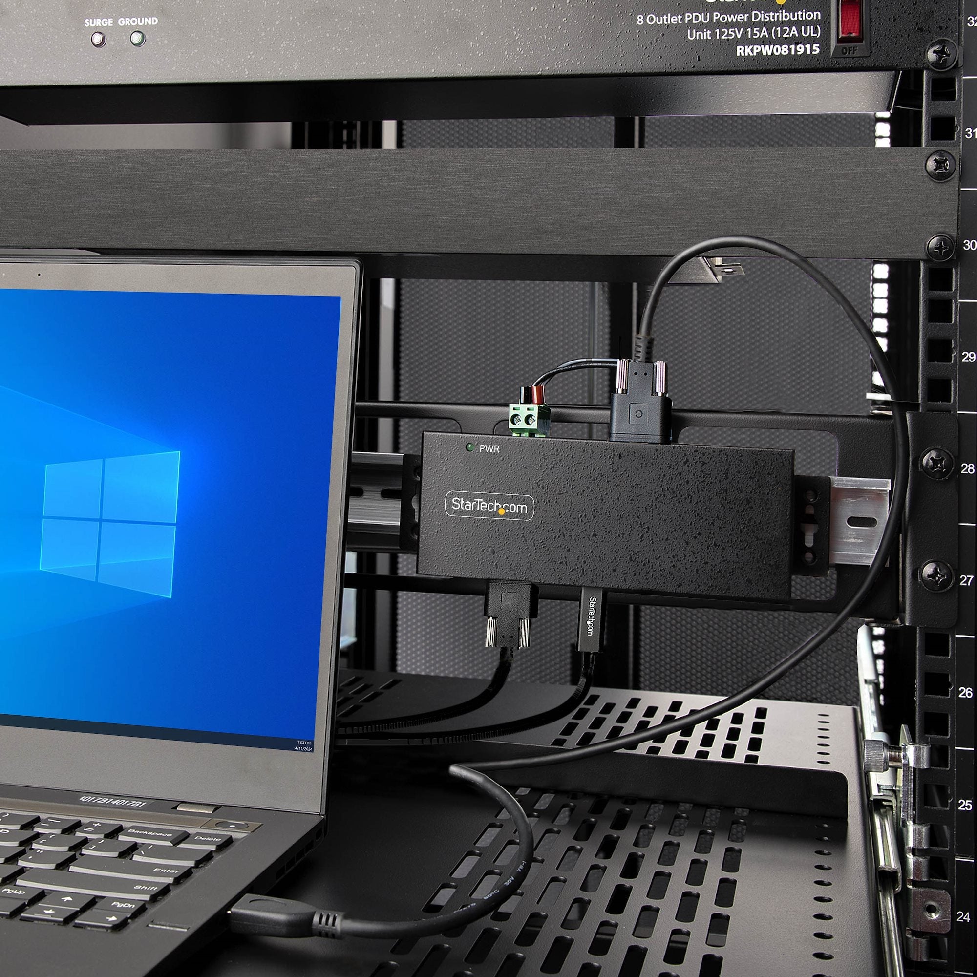 7-Port Industrial USB 10Gbps Hub with Power Adapter, Metal, Mountable, 5x USB-A and 2x USB-C Downstream Ports, ESD Protection, Powered USB Hub, TAA 