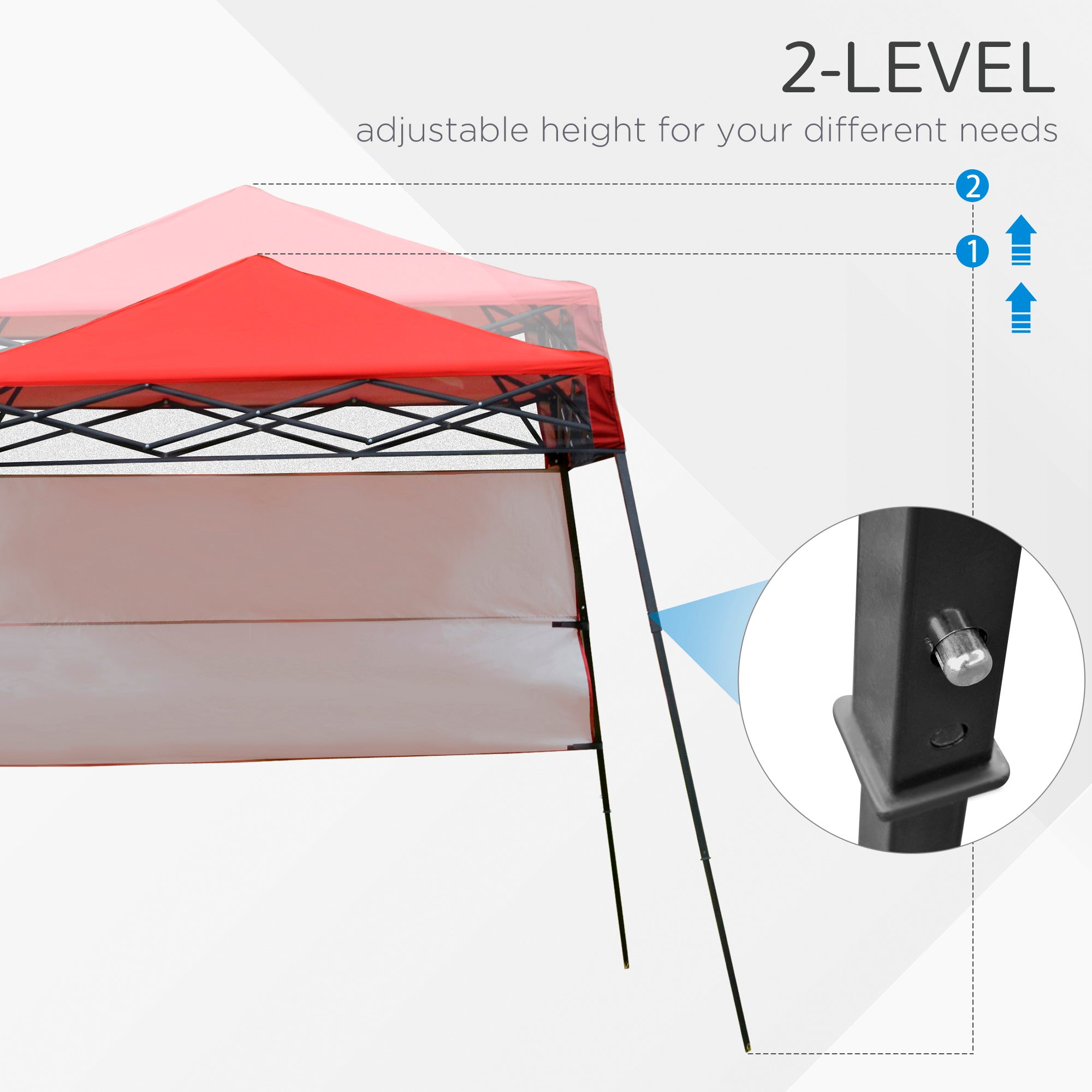 Outsunny 7' x 7' Garden Foldable Pop Up Gazebo Tent with Backpack & Adjustable Legs Outdoor Party Canopy  Red & Black 