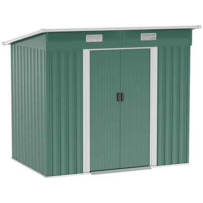 Outsunny 7'x 4' Metal Patio Storage Shed Garden Lockable Shed Tool Utility Storage Unit, Green 