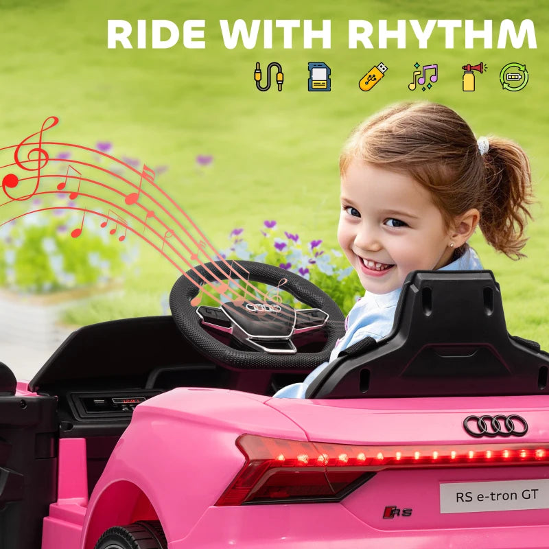 Aosom Ride-On Toy On Car with Remote Control, 12V 3.1 MPH Electric Ride for Kids w/ Suspension System, Horn Honking, Pink