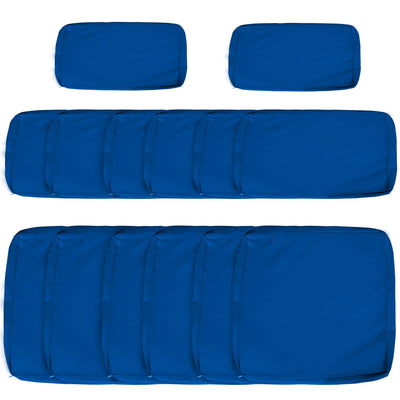 Outsunny Outdoor 14pc Patio Rattan Sofa Set Cushion Polyester Cover Replacement Set - No Cushion Included Light Blue 