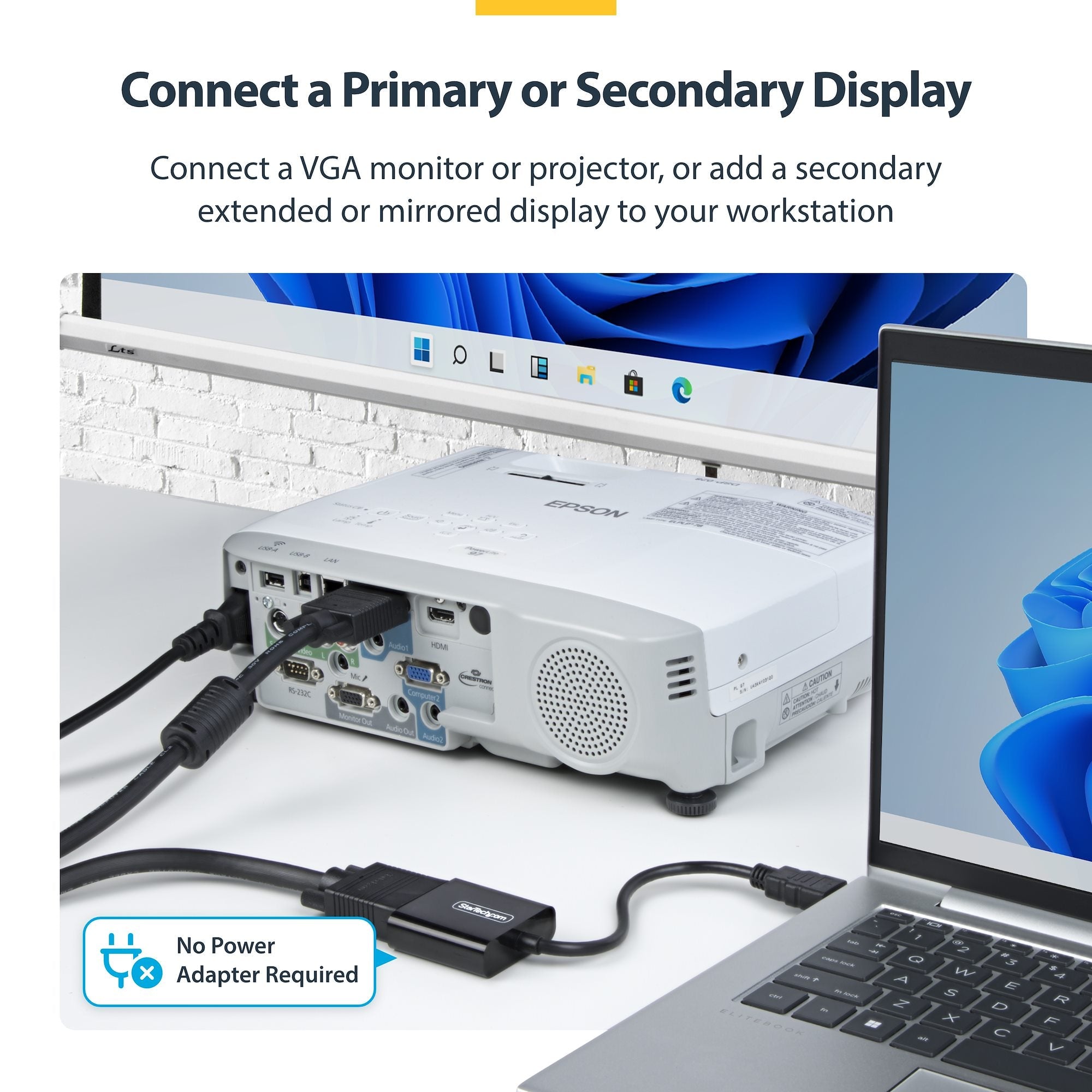 HDMI to VGA Adapter, Active Video Converter For Laptop/Desktop, 1920x1080 (1080p), HDMI Source to VGA Monitor/Display/Projector 