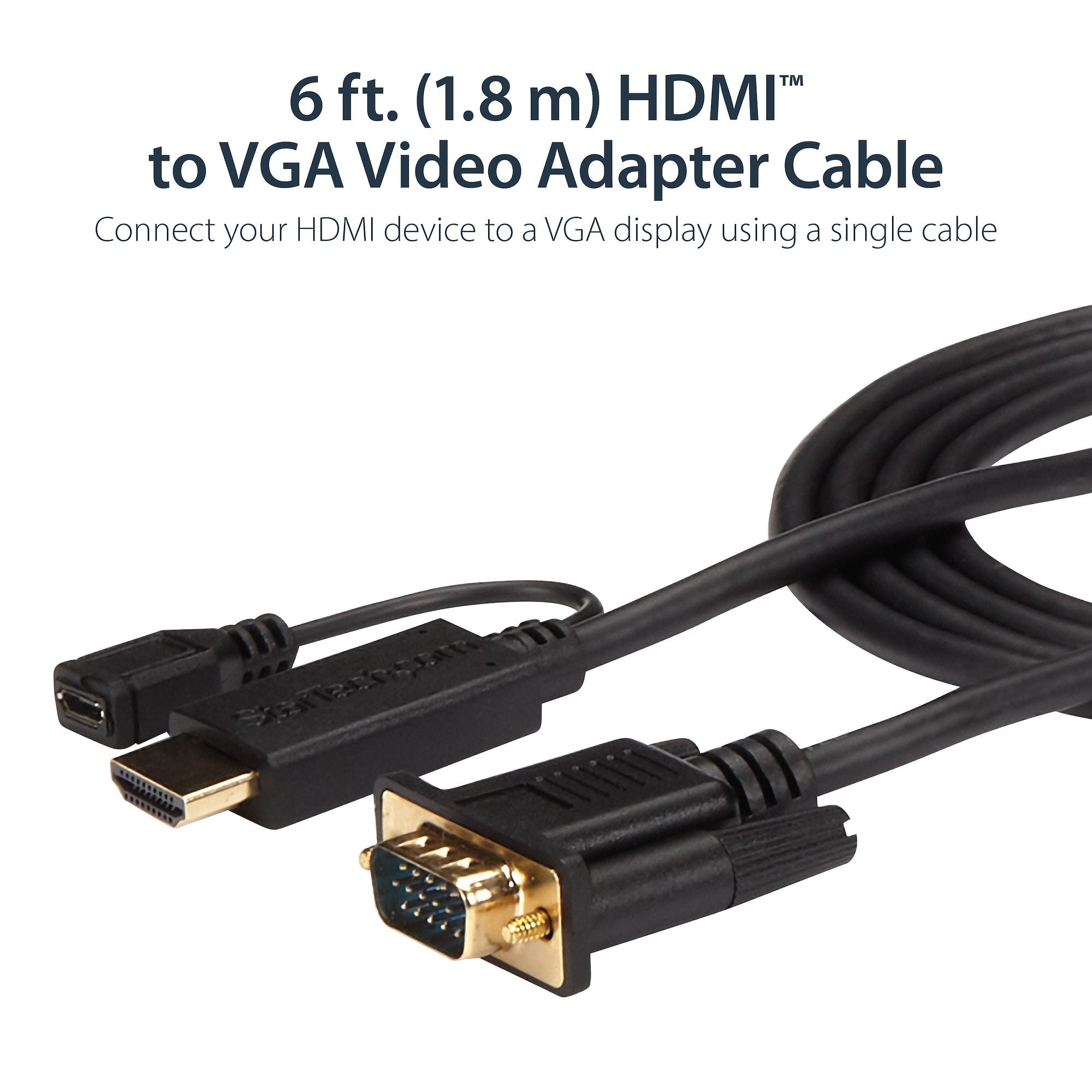 HDMI to VGA Active Converter Cable - HDMI to VGA Adapter - 1920x1200 or 1080p 
