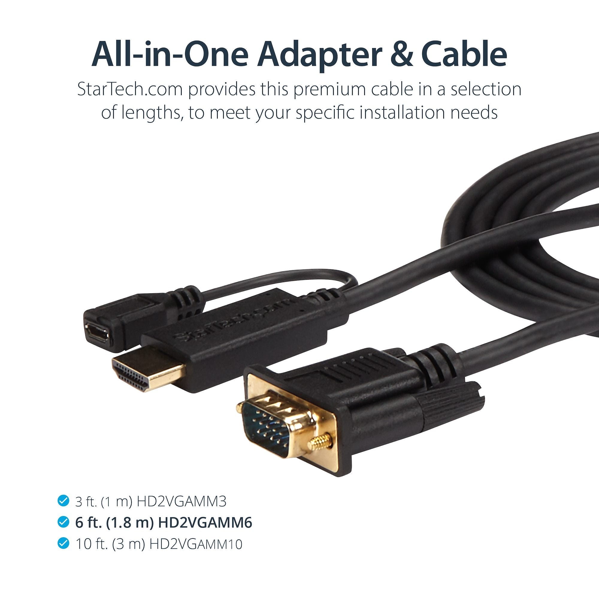 HDMI to VGA Active Converter Cable - HDMI to VGA Adapter - 1920x1200 or 1080p 
