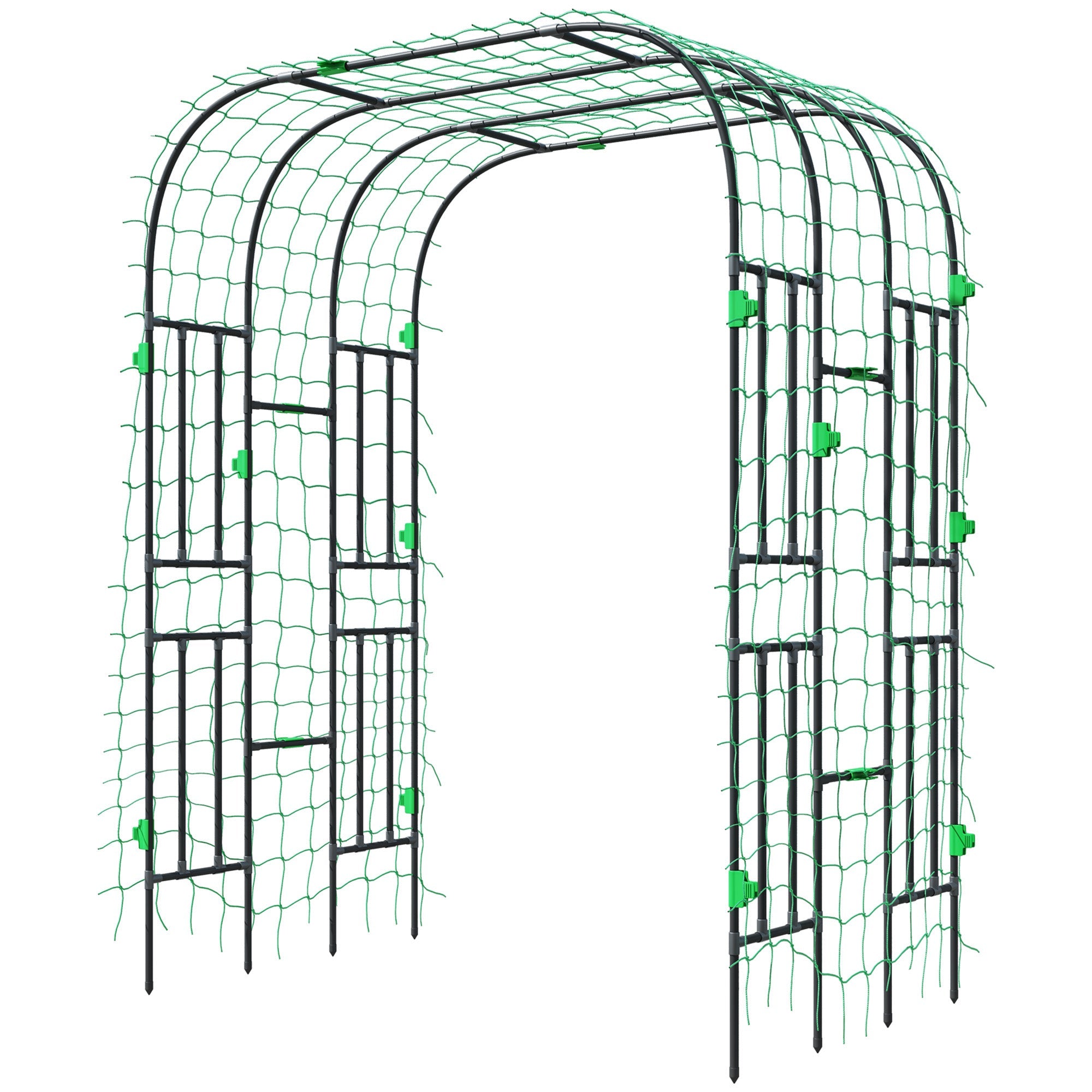 Outsunny Arched Garden Trellis, 8 FT Tall Metal Plant Trellis Support with Trellis Netting for Climbing Plants 