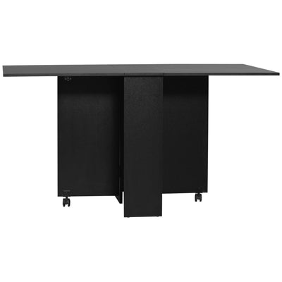 HOMCOM Folding Dining Table Extendable Movable Drop Leaf with Shelves Casters Black for Small Spaces 