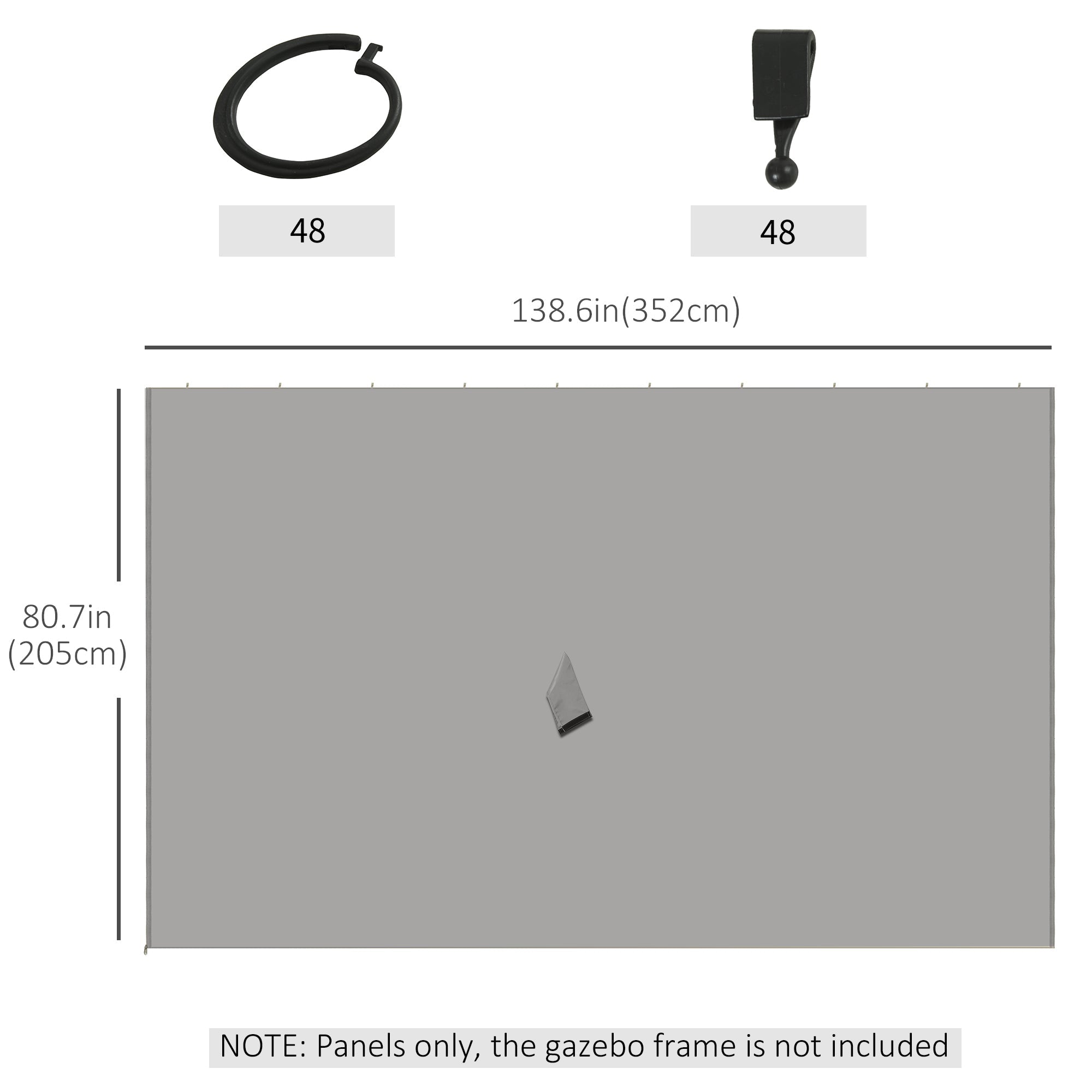 Outsunny Gazebo Curtain 10'x13' Replacement Sidewalls 4-Panel Privacy Wall Light Grey for Outdoor Use 
