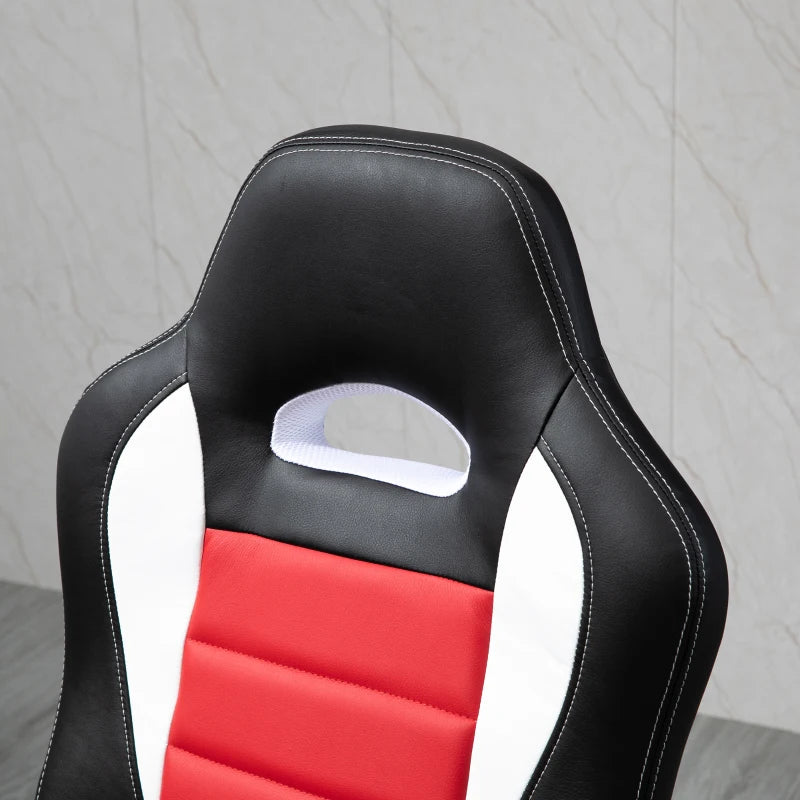 Racing Gaming Chair PU Leather Office Chair Executive Computer Desk Chair with Adjustable Height, Flip Up Armrest, Swivel Wheels, Red