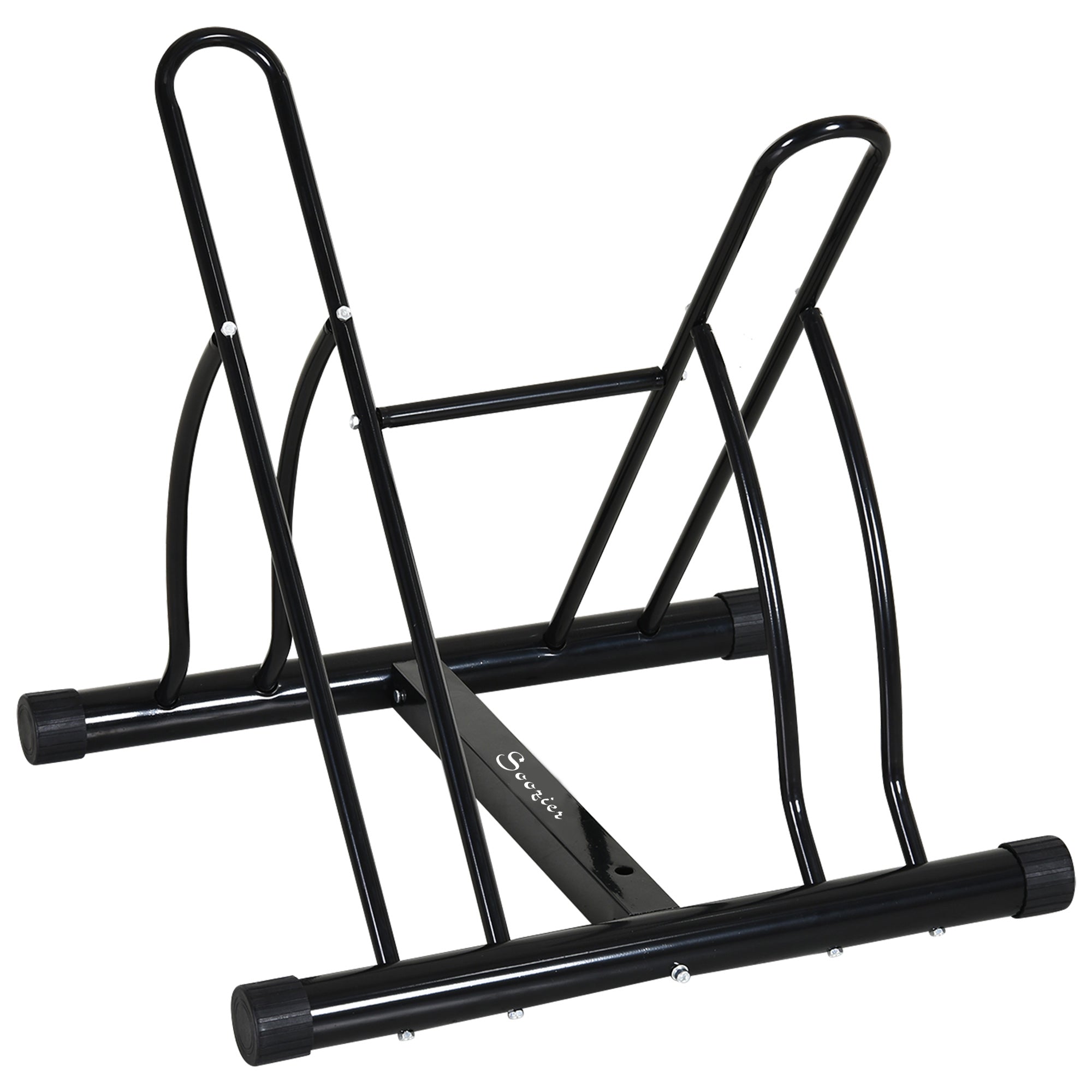 Soozier Cycle Parking Stand: 2-Slot Floor Parking Bicycle Rack, Garage Storage Indoor Outdoor 