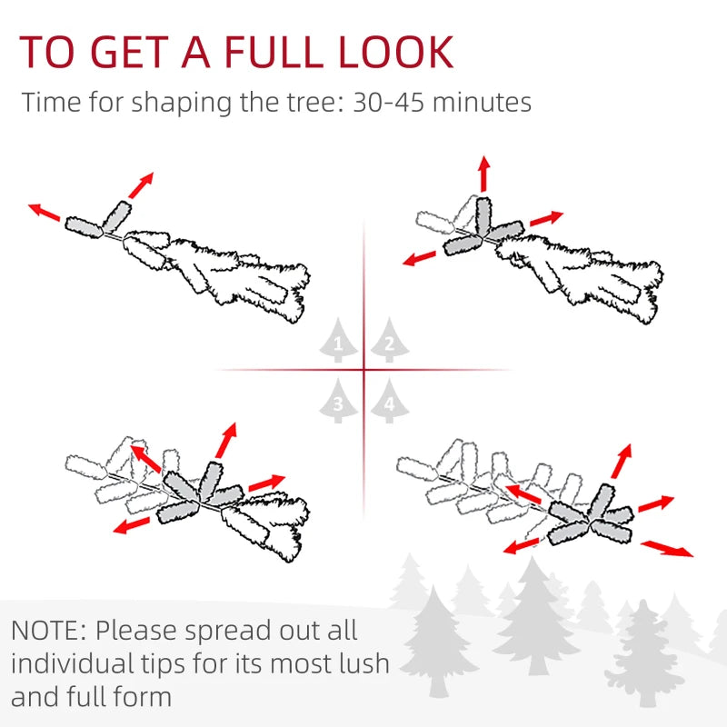 HOMCOM 7ft Pencil Flocked Artificial Christmas Tree – 800 Branch Tips, Auto-Open, Steel Base, Green 