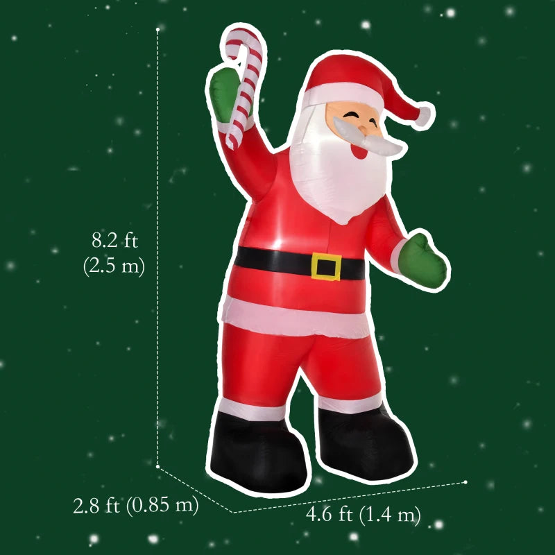 Outsunny 8ft Inflatable Christmas Santa Claus – LED Light-Up Blessings Sign, Outdoor Blow-Up Yard Display 