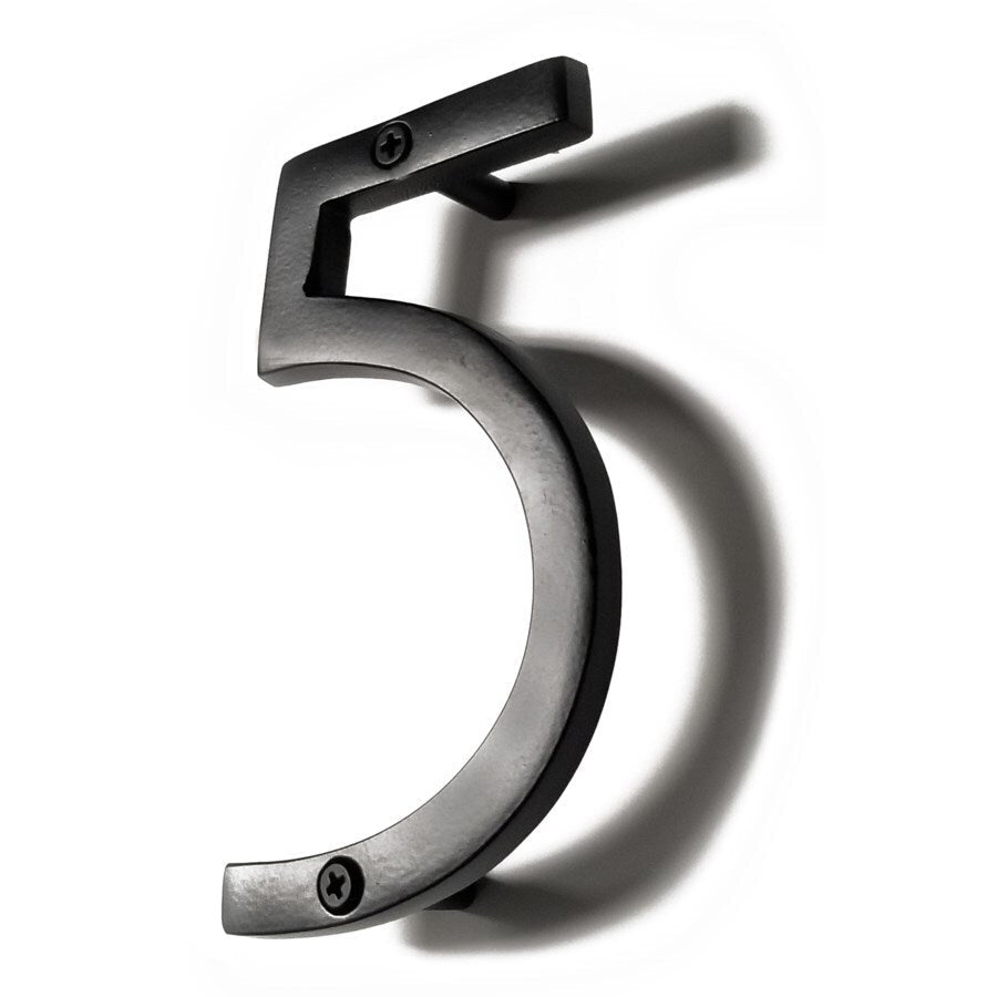 Black Aluminum Number 5, 8 inch 