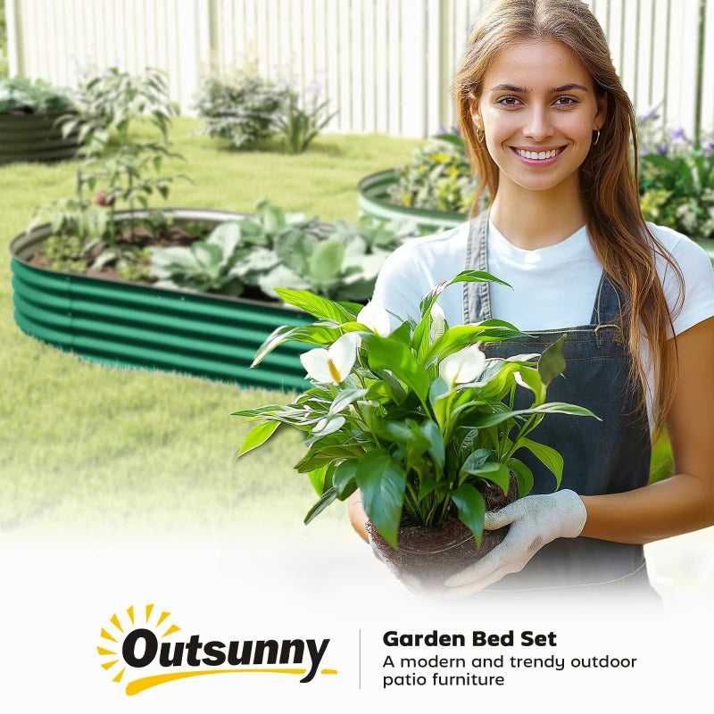 6' x 3' x 1' Large Outdoor Planter Box, Galvanized Raised Garden Bed with Metal Plant Stake, Green