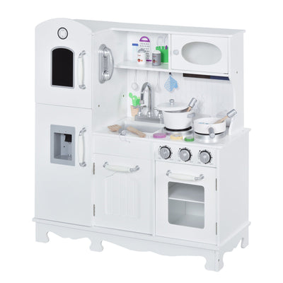 Qaba Large Kids Kitchen Playset With Telephone, Water Dispenser Simulation Cooking Set 