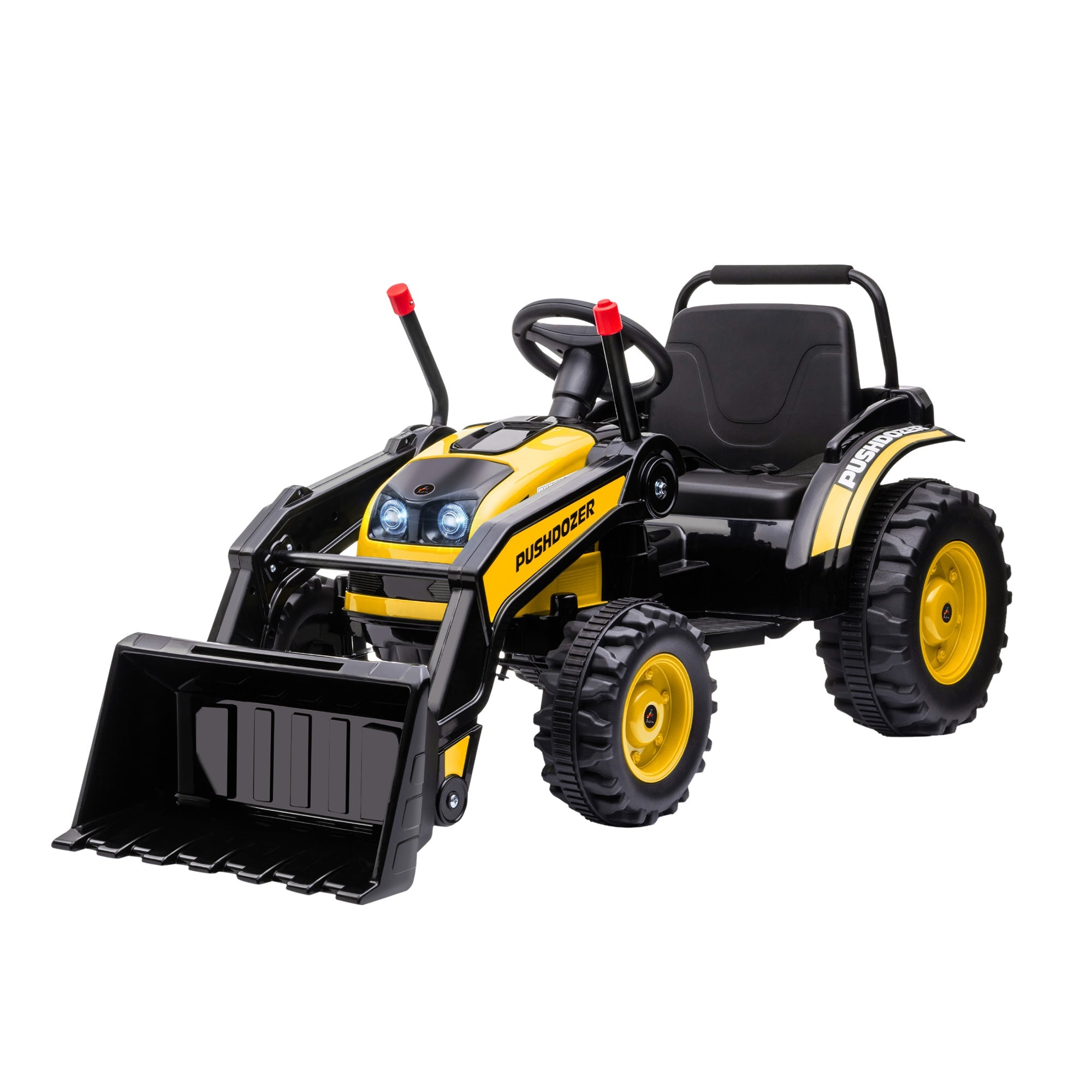 Aosom 6V Kids Digger Ride On Excavator Battery Powered Construction Tractor Music Headlight Yellow 