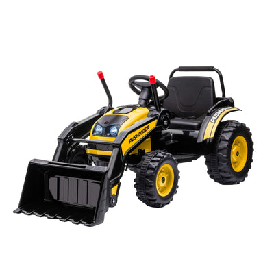 Aosom 6V Kids Digger Ride On Excavator Battery Powered Construction Tractor Music Headlight Yellow 
