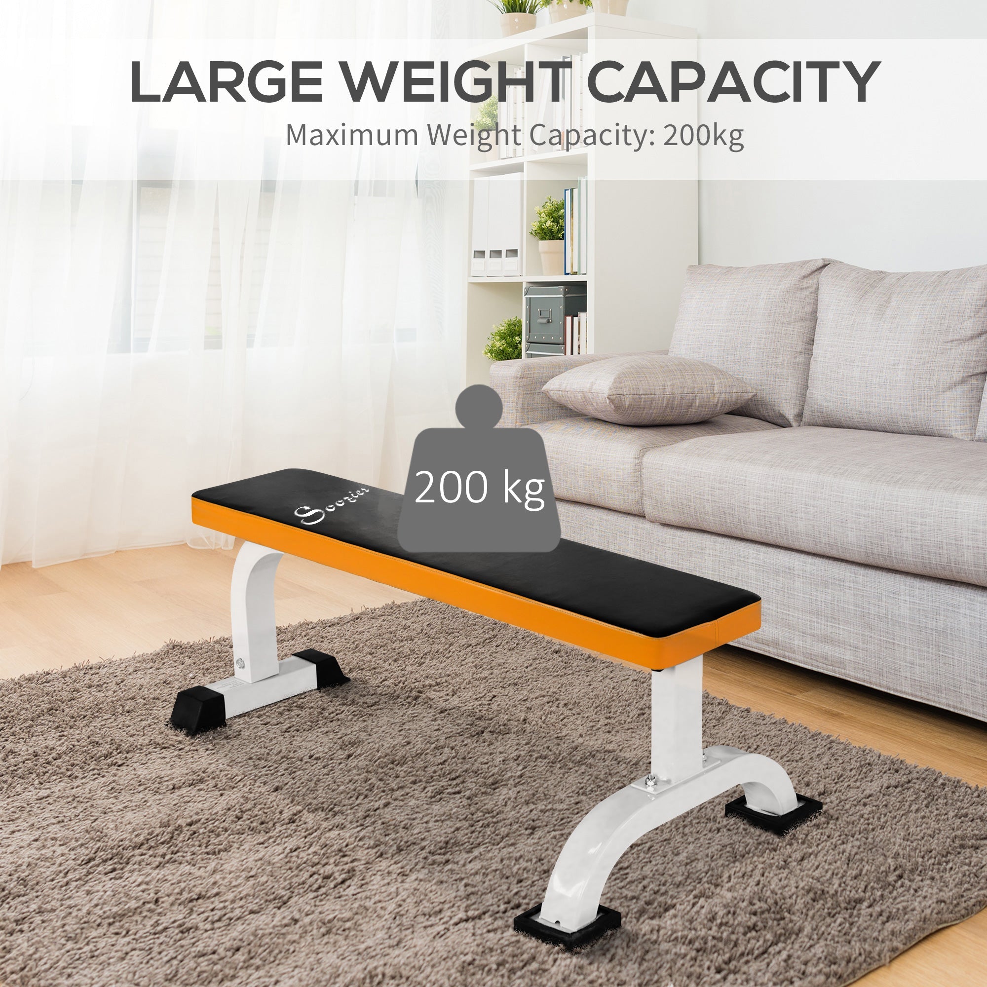 Soozier Home Gym Workout Weight Bench Flat Barbell Bench for Strength Training Utility Board 