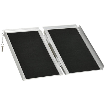 HOMCOM Lightweight Aluminum Wheelchair Ramp: 2ft Non-Skid PVC Portable Scooter Mobility Aid for Easy Access 