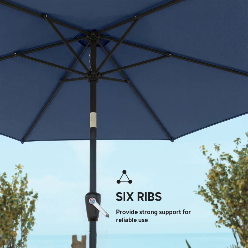 9FT Patio Umbrella, Outdoor Table Patio Umbrellith Tilt, Crank, 6 Ribs, UV Protection for Garden, Lawn, Deck, Backyard