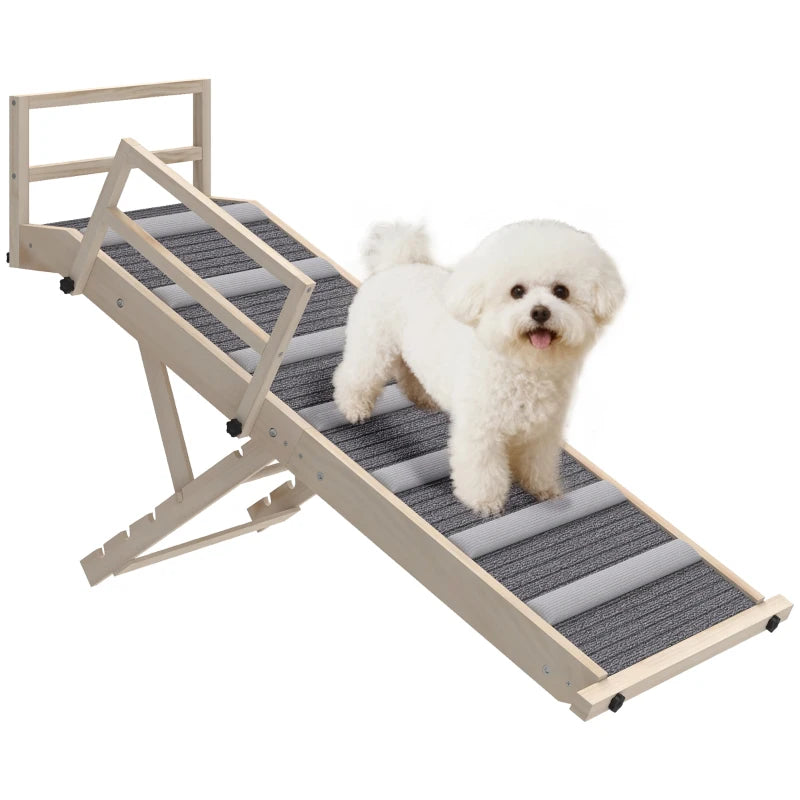 Dog Ramp, Folding Pet Ramp, 4 Adjustable Height from 15" to 19", Pet Stairs with Side Rails for Small to Large Dogs
