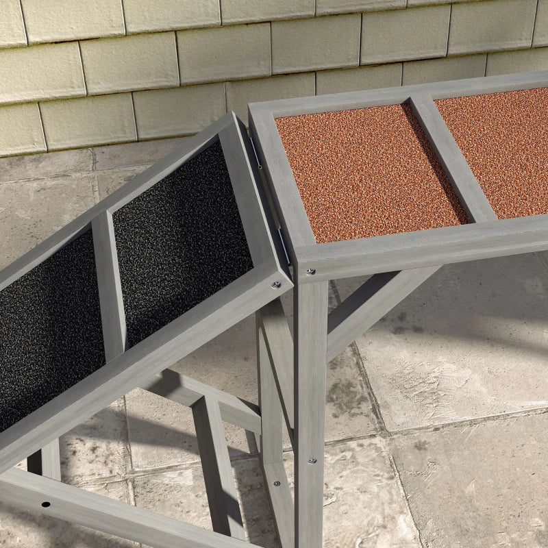 Dog Agility Equipment Ramp with Safety Bar, Non-slip Surface, for Walk and Pause Training, Gray