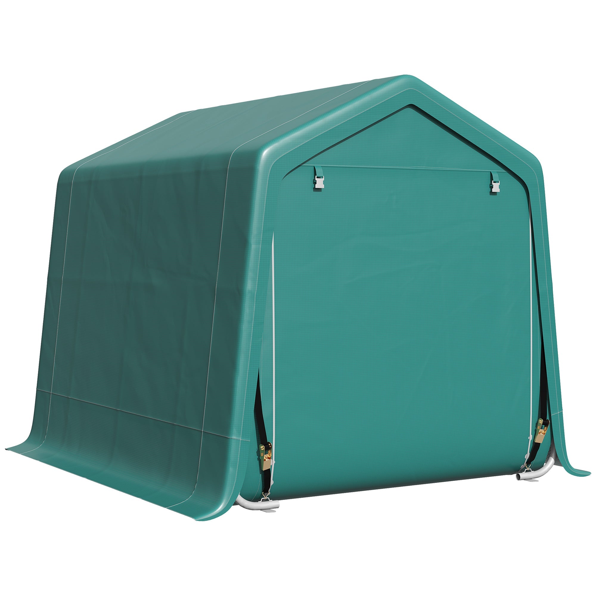 Outsunny 7.9' x 6.6' Garden Storage Tent, Patio Storage Shelter w/ Metal Frame and Double Zipper Doors, Green 