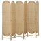 Bohemian Privacy Screen, Folding Room Divider with 6 Panels and Arched Top for Bedroom Living Room Office, Natural Wood