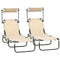 Outsunny Outdoor Chaise Lounge Chairs Set of 2 with Recliner Back and Sunshade for Pool Beach Patio Tan
