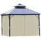 Outsunny 10' x 10' 2-Tier Outdoor Gazebo Canopy with Polycarbonate Roof, Curtains and Netting, for Garden, Deck, Beige