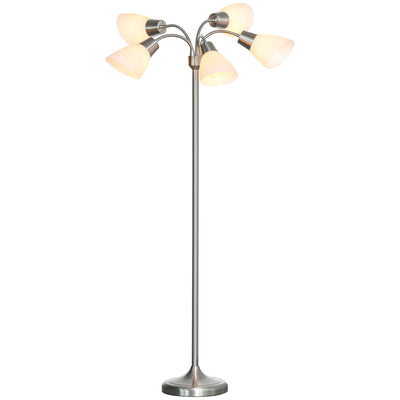 HOMCOM Arc Tree Floor Lamp 5 Adjustable Rotating Lights Modern Gooseneck Reading Bronze 
