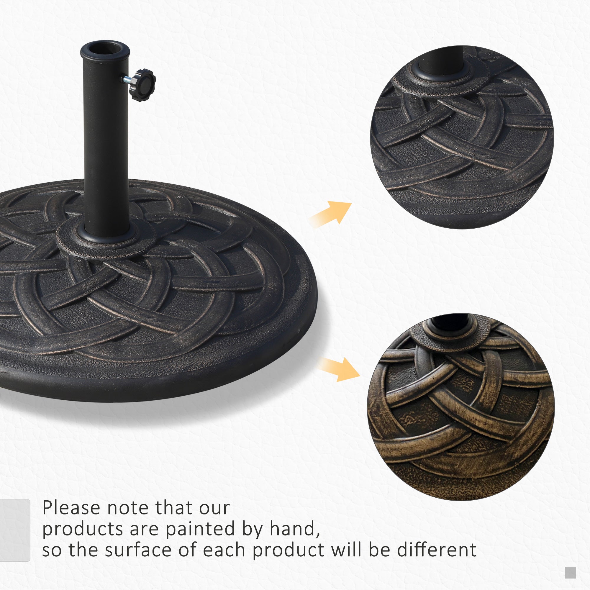 Outsunny Elegant Anchor: Decorative Market Umbrella Base, 22" Resin Round Stand Holder for Patio Outdoor, Bronze Finish 