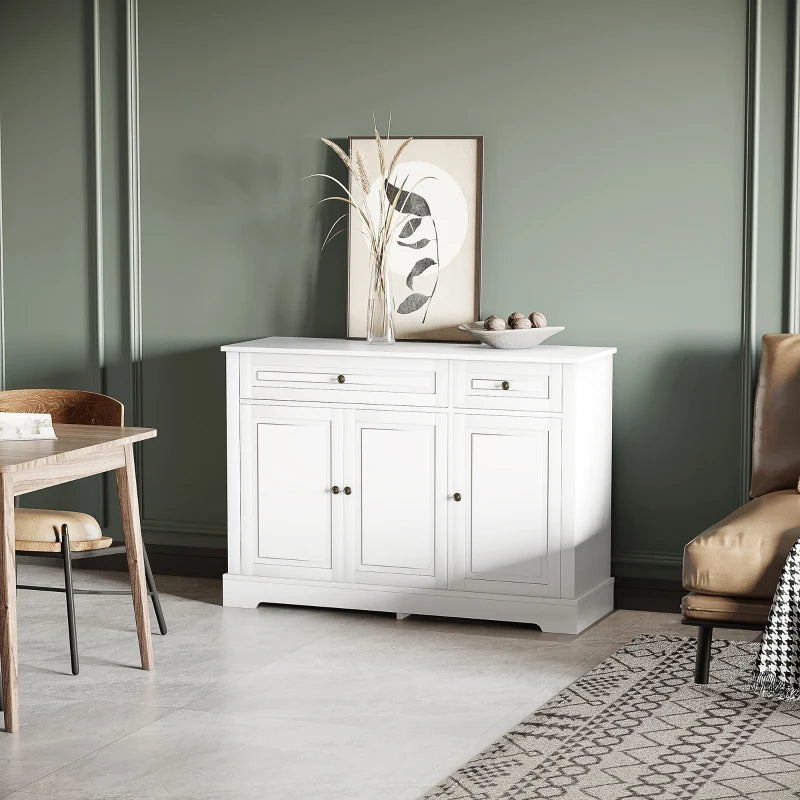 Modern Sideboard Cabinet, Buffet Cabinet with 2 Drawers and Adjustable Shelves, Buffets Tables for Dining Room, White