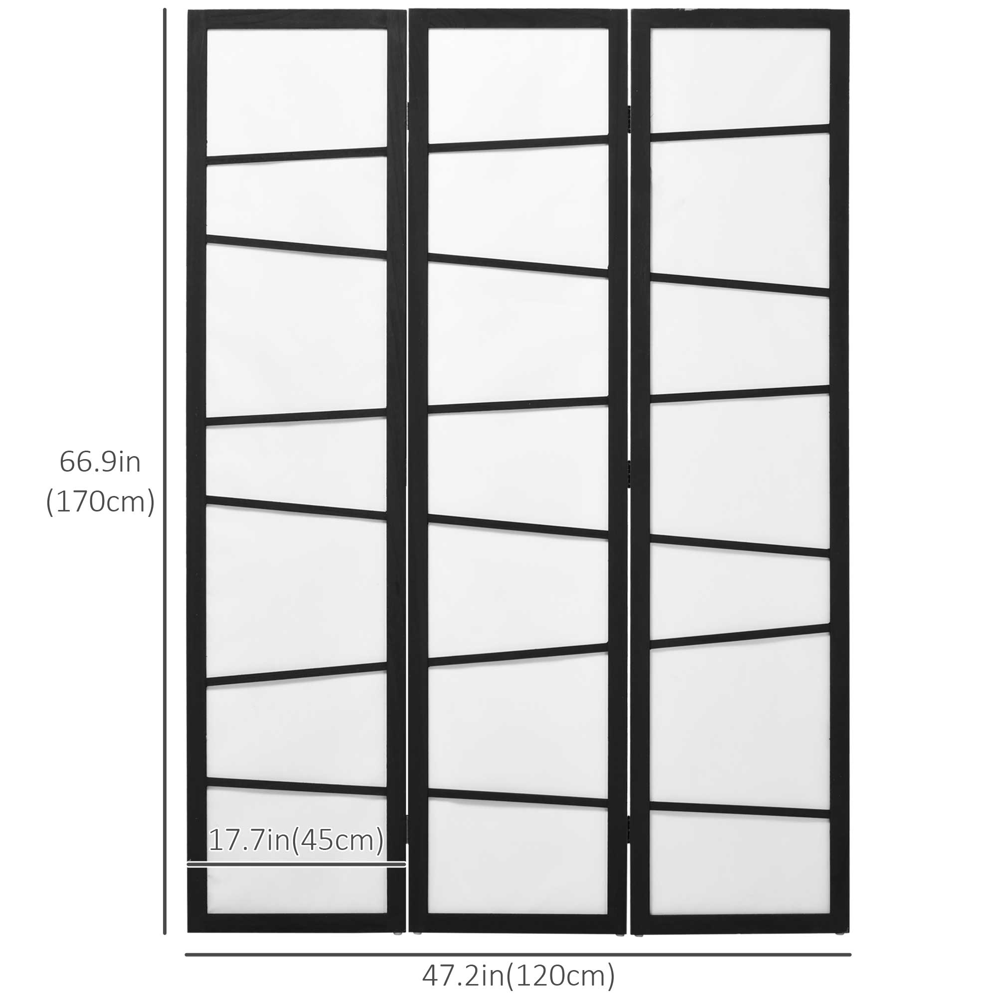 HOMCOM 5.6ft Folding Room Partition: 3-Panel Wall Divider with Wood Frame for Bedroom, Home Office, White 
