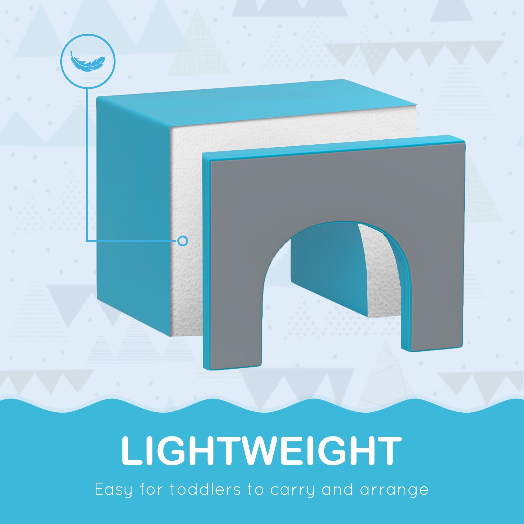 Qaba 7 Piece Indoor Soft Play for Toddlers Climb and Crawl - Blue and Grey 