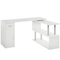 L-Shaped Rotating Computer Desk Home Office Study Workstation with Storage Shelves, Cabinet and Drawer for Home & Office, White