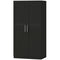 Wardrobe Cabinet with 2 Barn Doors and Hanging Rod, Farmhouse Armoire Wardrobe Closet for Bedroom, Black Wood Effect