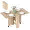 Extendable Dining Table, Collapsible Folding Table w/ 2-tier Shelves and Rolling Casters, Nature Wood