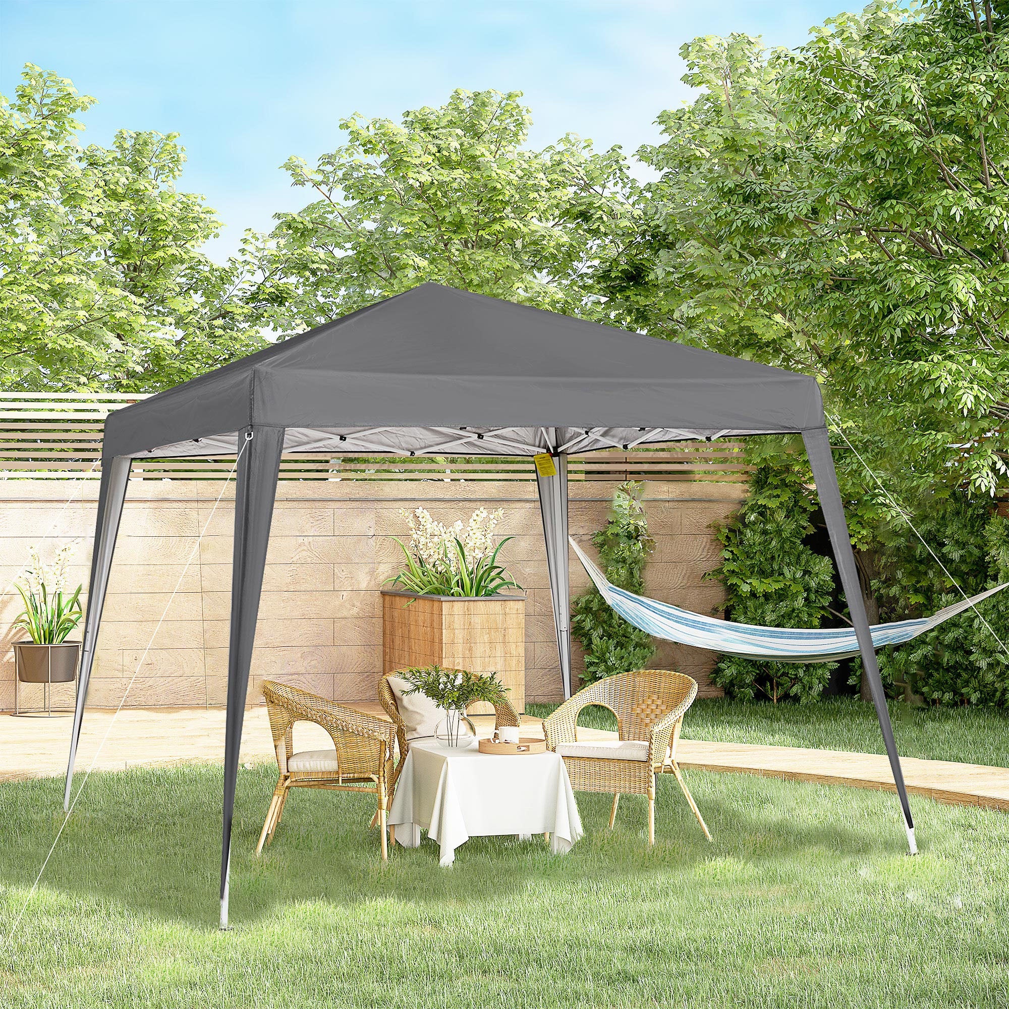 Outsunny 8' x 8' Pop Up Canopy, Outdoor Folding Tent, Portable Party Tent with Carrying Bag for Camping, Party, Picnic, Grey 
