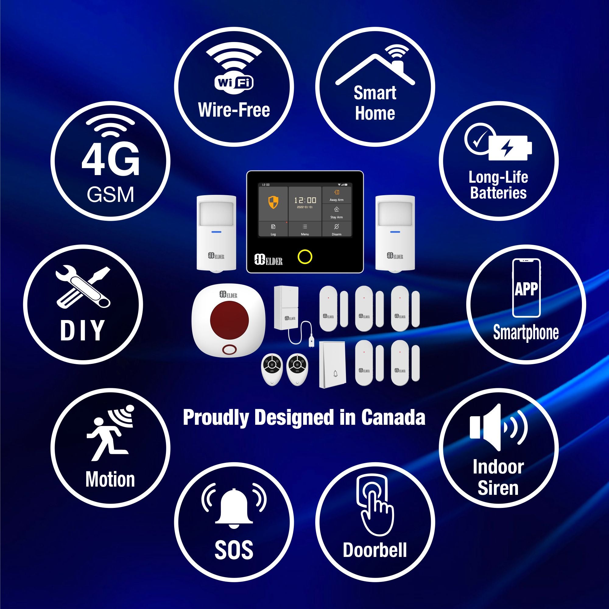 Alarm System Security Wireless 13-Piece WiFi & 4G Smart Home Alarm System DIY Kit, Touch Panel, Siren, Doorbell, Leak, Door & Motion Alarm Sensors, Works with Hey Google & Alexa 