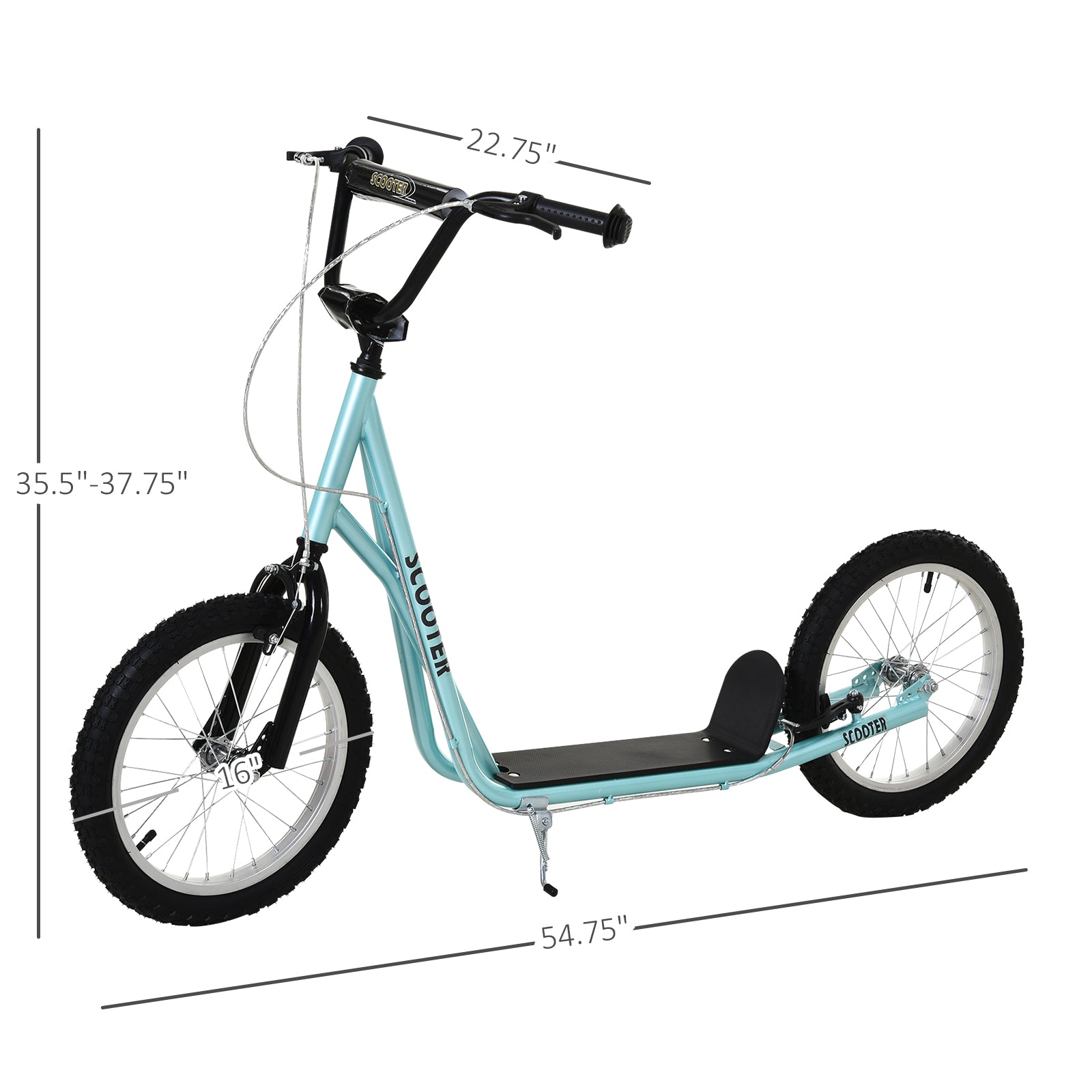 Qaba Adjustable Kids Kick Scooter: Handlebar, Dual Brakes, Inflatable Wheels, Blue 