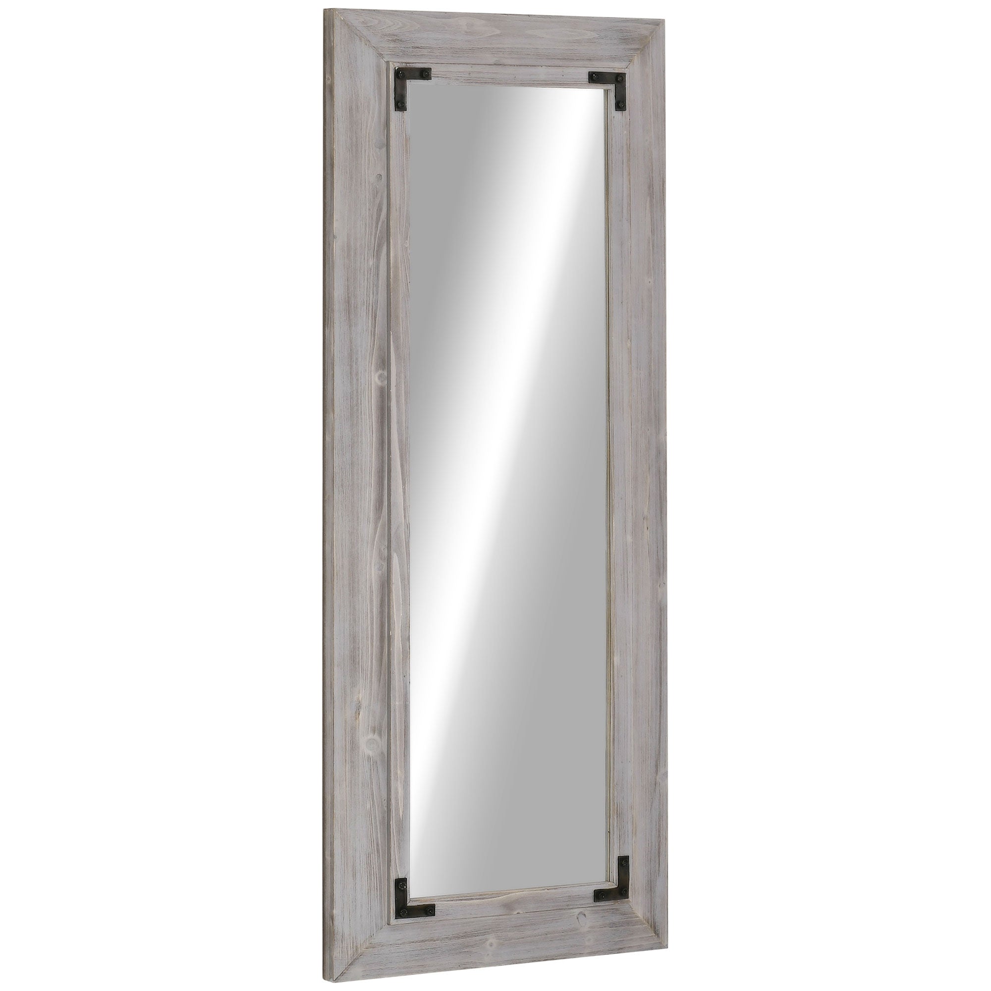 HOMCOM Farmhouse Flair: 59" x 23.5" Full Length Wall Mirror, Rustic Grey Finish for Living Room, Bedroom Decor 