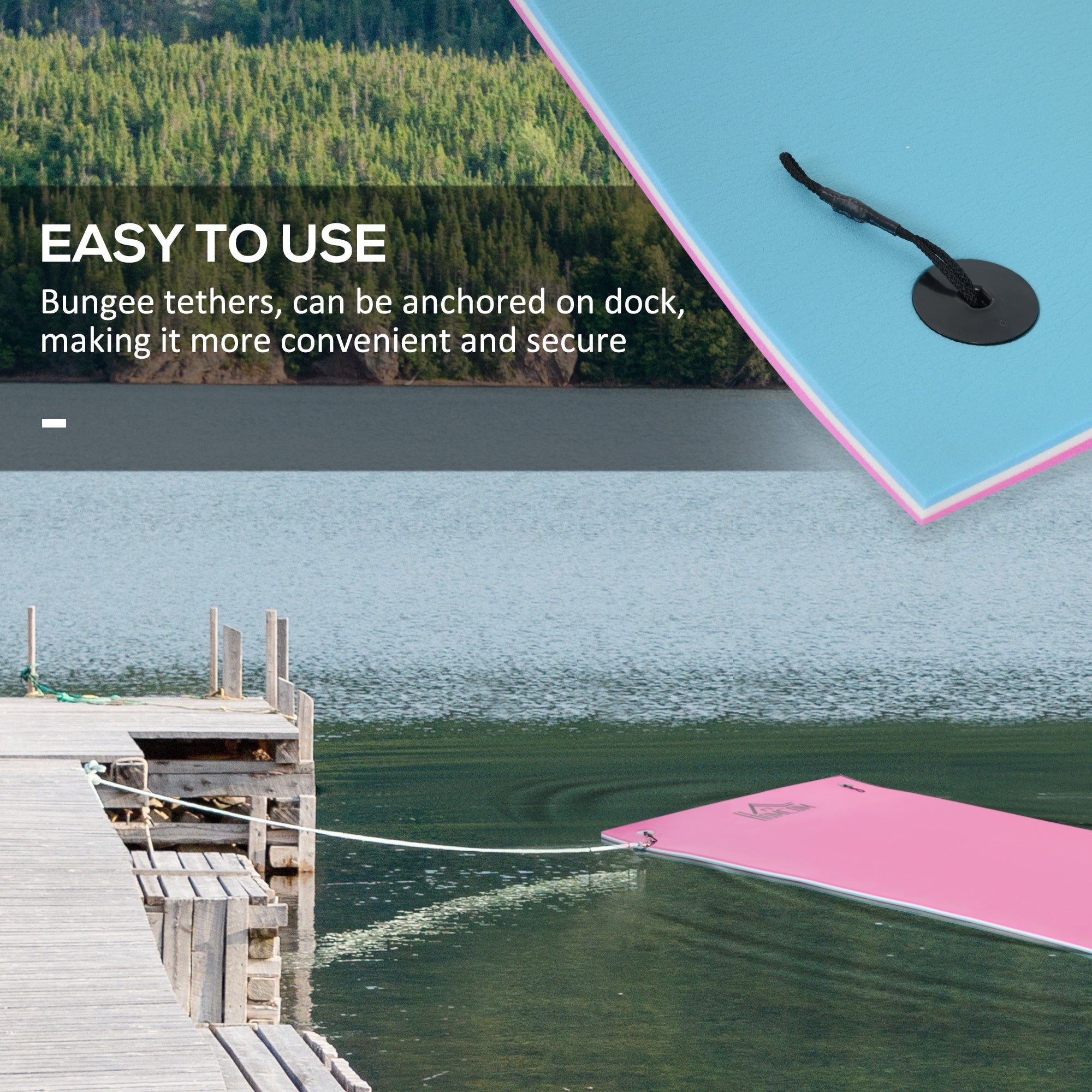 HOMCOM Aquatic Lily Pad: 7.5x4FT Floating Water Mat for Pool Beach Lake Relaxation 