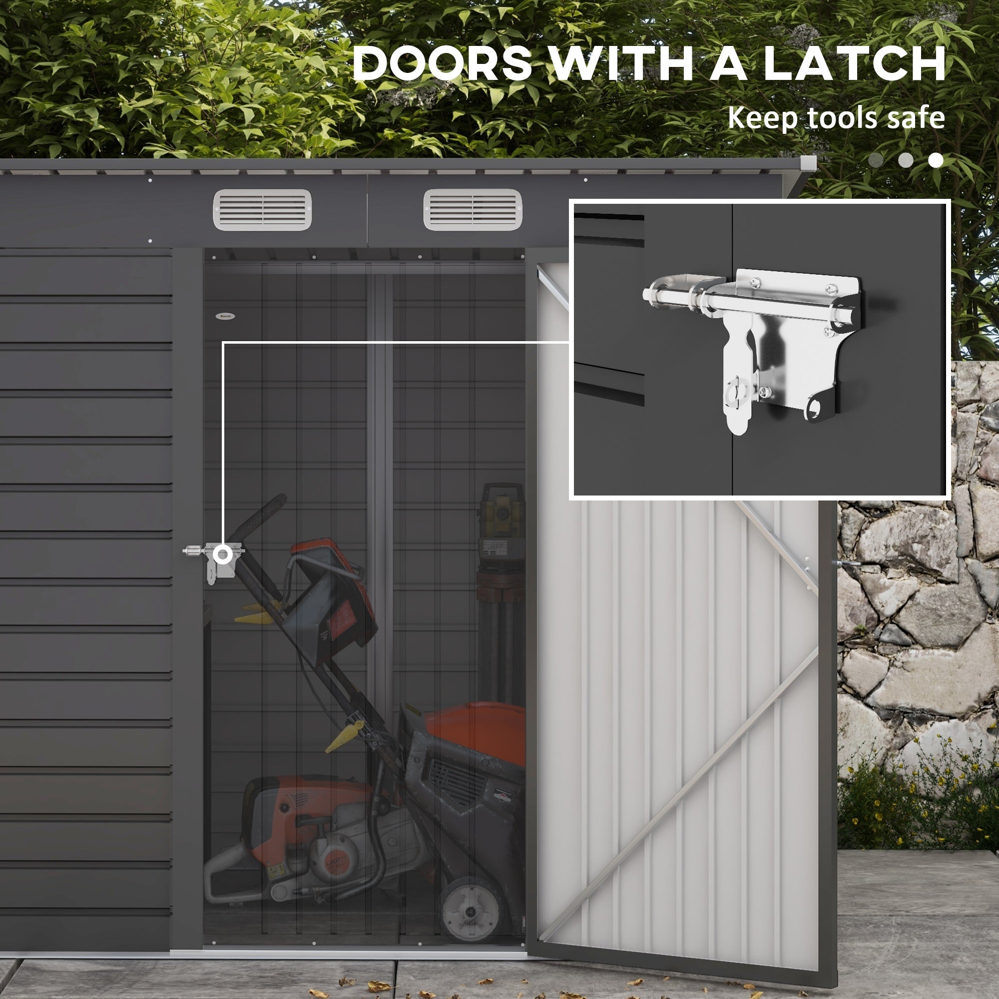 Outsunny 6 x 4FT Galvanized Garden Storage Shed, Metal Outdoor Shed with 2 Vents, Grey 