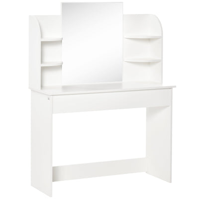 HOMCOM Dressing Table Vanity Set with Makeup Mirror Large Drawers Open Shelf for Bedroom White 