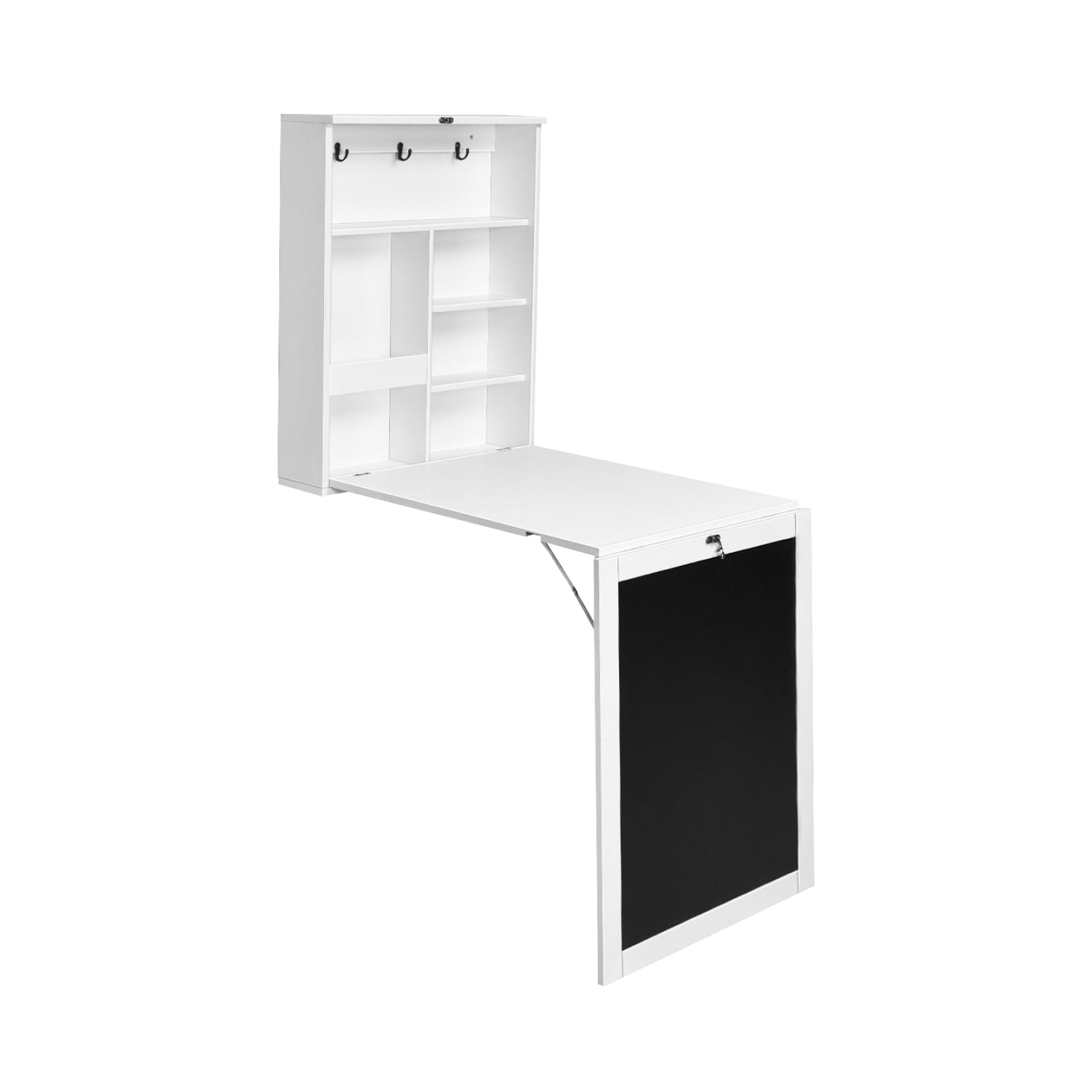 Convertible Wall Mounted Table with A Chalkboard-White 